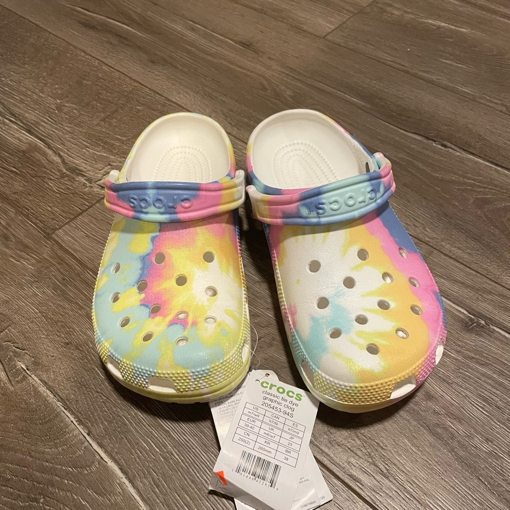 NWT Tie dye classic crocs